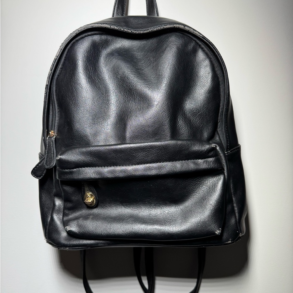 Black Leather Backpack